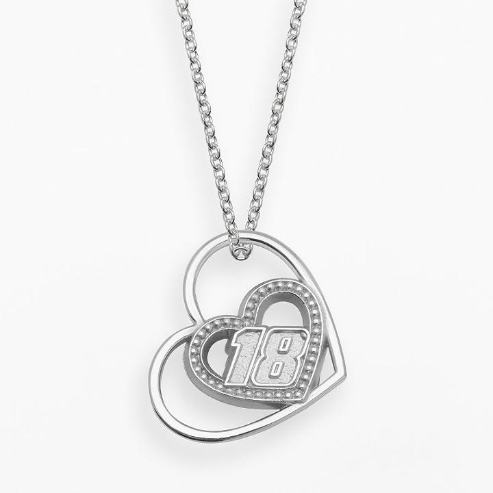 Insignia Collection Nascar Kyle Busch Sterling Silver 18 Heart Pendant, Women's, Size: 18, Grey