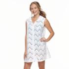 Women's Portocruz Chevron Crochet Hooded Cover-up Tunic, Size: Small, Natural