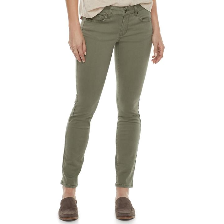 Women's Sonoma Goods For Life&trade; Supersoft Sateen Skinny Pants, Size: 10 Avg/reg, Med Green