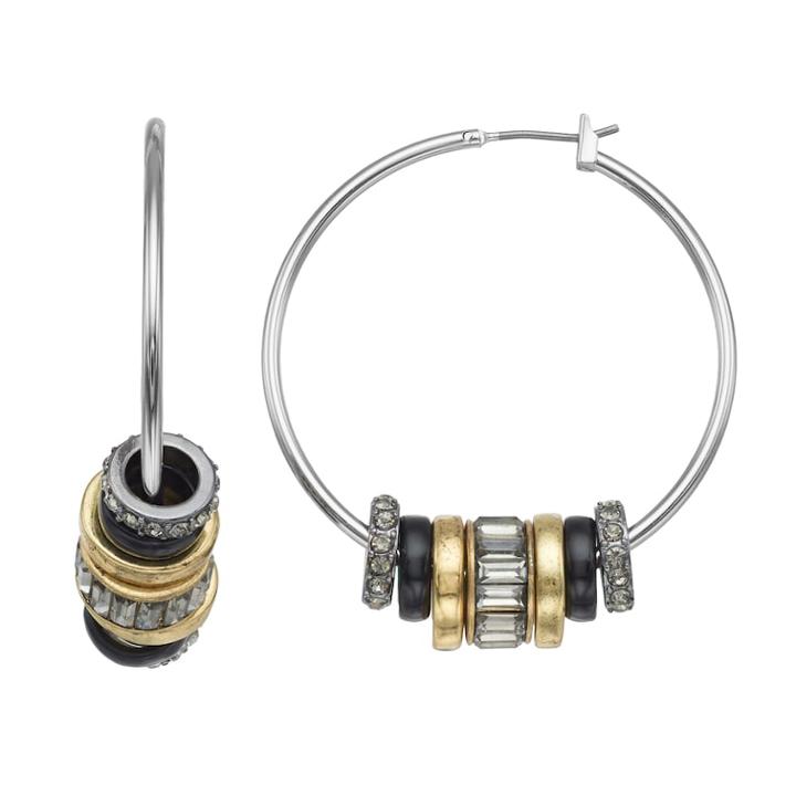 Simply Vera Vera Wang Two Tone Rondelle Nickel Free Hoop Earrings, Women's, Multicolor