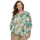 Plus Size Alfred Dunner Studio Leaf Overlay Top, Women's, Size: 22 W, Floral Leaves