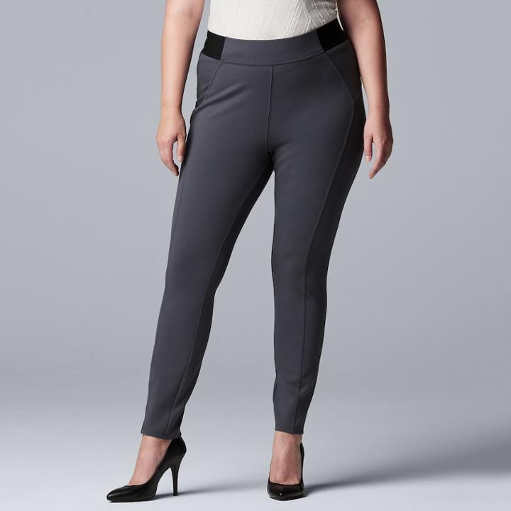 Plus Size Simply Vera Vera Wang Everyday Luxury Scuba High-waisted Skinny Pants, Women's, Size: 3xl, Grey