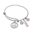 Love This Life Rose Quartz & Crystal Stainless Steel & Silver-plated Mom, & Infinity Heart Charm Bangle Bracelet, Women's, Grey