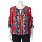 Juniors' Plus Size Heartsoul Print Cold Shoulder Top, Girl's, Size: 2xl, Dark Red