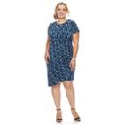 Plus Size Suite 7 Abstract Ruched Sheath Dress, Women's, Size: 18 W, Blue Other