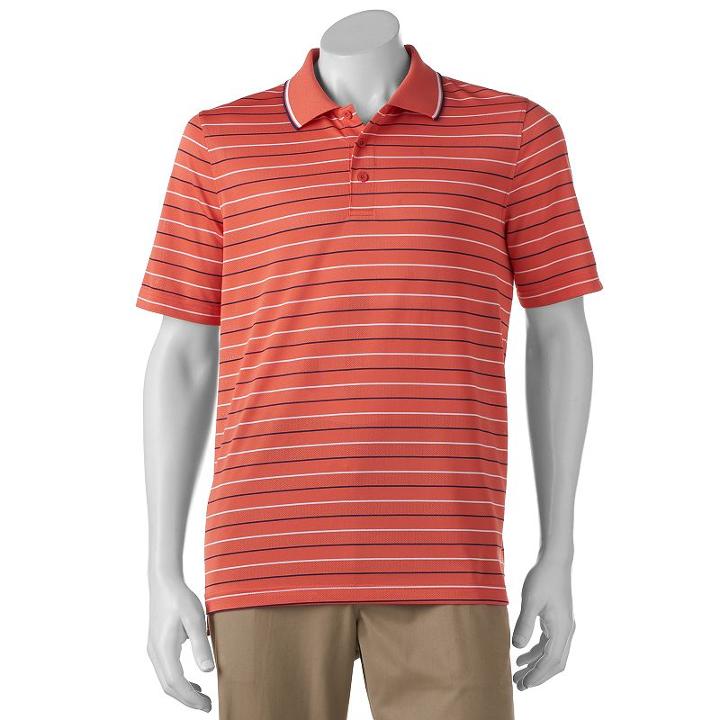 Men's Croft & Barrow&reg; Classic-fit Striped Mesh Performance Polo, Size: Large, Lt Orange