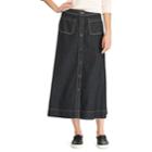 Women's Chaps A-line Jean Maxi Skirt, Size: 16, Black