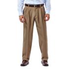 Men's Haggar Eclo Stria Classic-fit Pleated Dress Pants, Size: 33x32, Natural