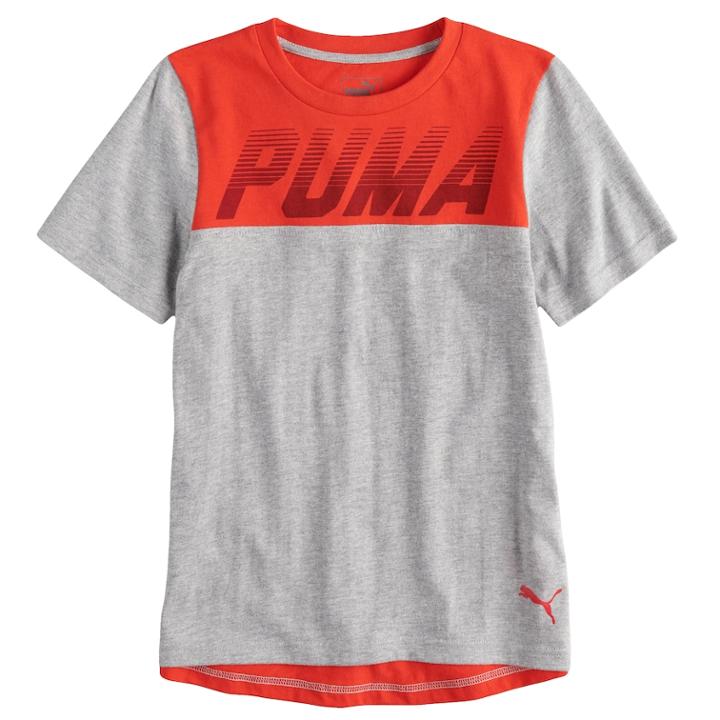 Boys 4-7 Puma Colorblock Graphic Tee, Size: 7, Dark Red