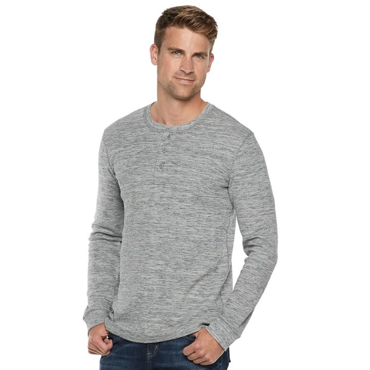 Men's Sonoma Goods For Life&trade; Modern-fit Supersoft Thermal Henley, Size: Medium, Black