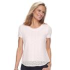 Petite Croft & Barrow&reg; Lace Front Tee, Women's, Size: Xs Petite, Brt Pink