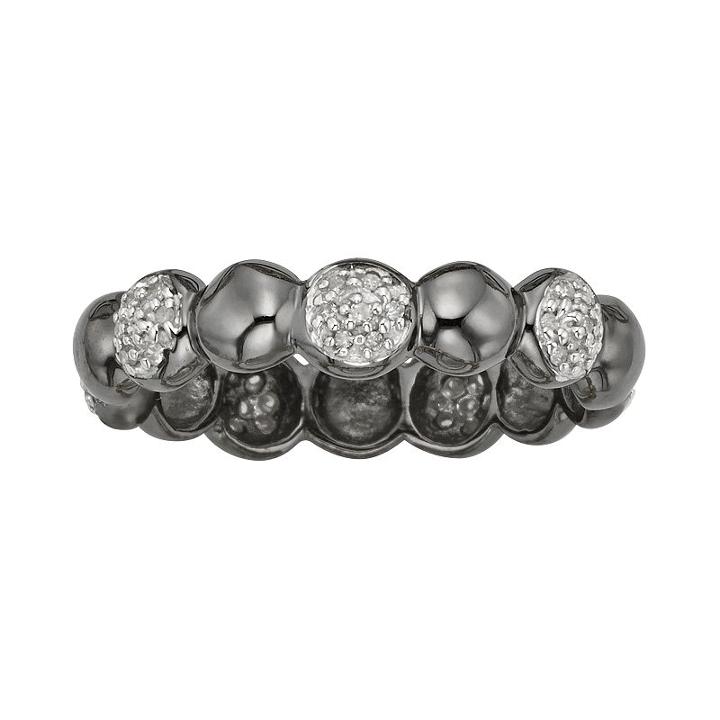 Black Rhodium-plated Sterling Silver 1/7-ct. T.w. Diamond Ring, Women's, Size: 7, White