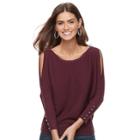 Women's Jennifer Lopez Striped Dolman Cold-shoulder Sweater, Size: Medium, Blue Marled