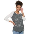 Juniors' Give Me Some Space Raglan Tee, Teens, Size: Xl, Med Grey