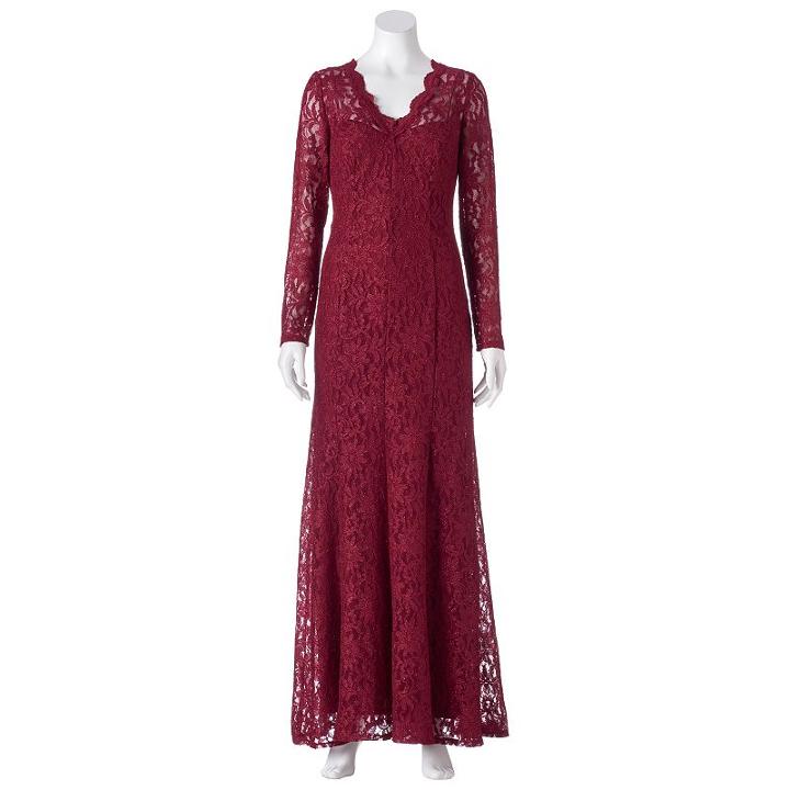 Women's 1 By 8 Glitter Lace Evening Gown, Drk Yellow