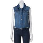 Juniors' Mudd&reg; Fray Hem Denim Vest, Girl's, Size: Medium, Dark Blue