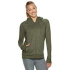 Women's Tek Gear&reg; Fleece Hooded Thumb Hole Jacket, Size: Xl, Dark Green