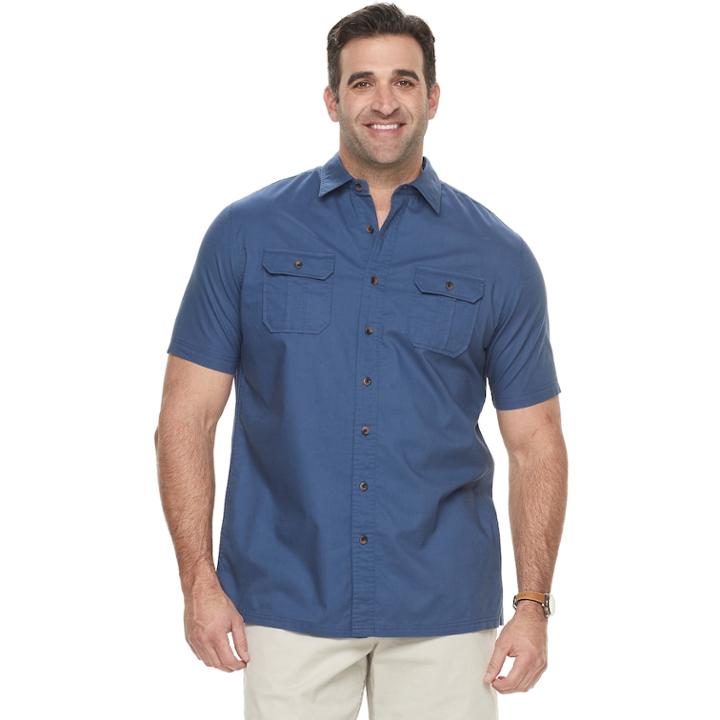 Big & Tall Croft & Barrow&reg; Regular-fit Crosshatch Button-down Shirt, Men's, Size: M Tall, Blue