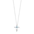 Sterling Silver Blue Topaz & Lab-created White Sapphire Cross Pendant, Women's, Size: 18