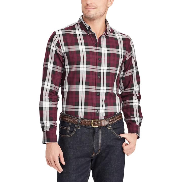 Big & Tall Chaps Classic-fit Easy-care Button-down Shirt, Men's, Size: Xl Tall, Purple