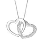 Two Hearts Forever One Sterling Silver 1/4-ct. T.w. Diamond Heart Pendant, Women's, White