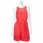 Juniors' Iz Byer California Illusion Lace Skater Dress, Girl's, Size: Large, Med Red