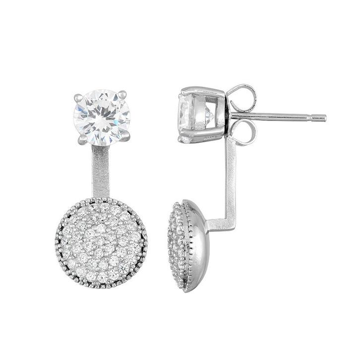Sterling Silver Cubic Zirconia Front-back Drop Earrings, Women's, White