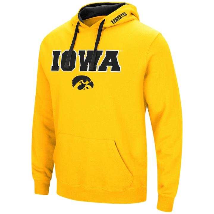 Men's Iowa Hawkeyes Pullover Fleece Hoodie, Size: Xl, Black
