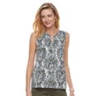 Women's Croft & Barrow&reg; Sleeveless Henley Top, Size: Medium, Med Green