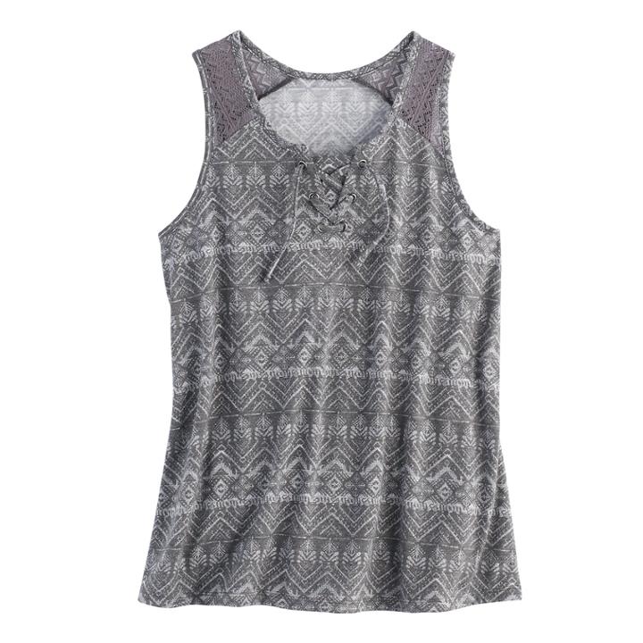 Girls 7-16 Mudd&reg; Lace-up Tank Top, Size: 16, Black