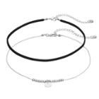Lc Lauren Conrad Beaded Disc Charm & Faux Suede Choker Necklace Set, Women's, Black