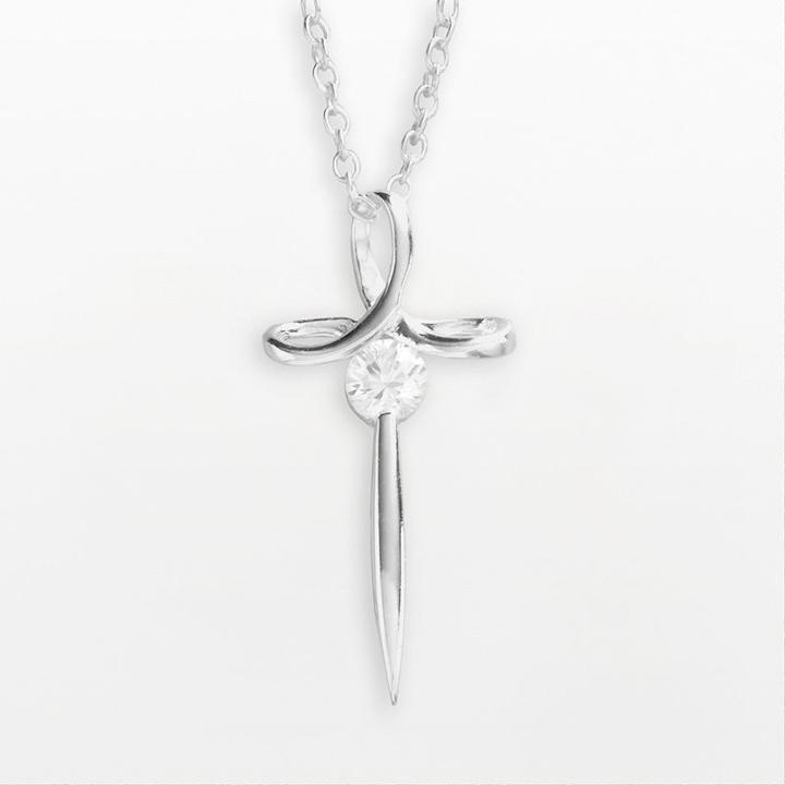 Sterling Silver Cross Pendant, Women's, White