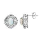 Sophie Miller Sterling Silver Lab-created Opal & Cubic Zirconia Oval Stud Earrings, Women's, White