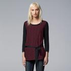 Women's Simply Vera Vera Wang Lace Scoopneck Sweater, Size: Xl, Red