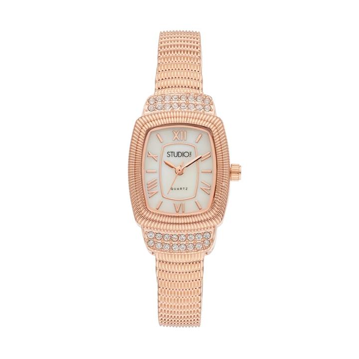 Studio Time Women's Crystal Textured Bangle Watch, Size: Medium, Pink