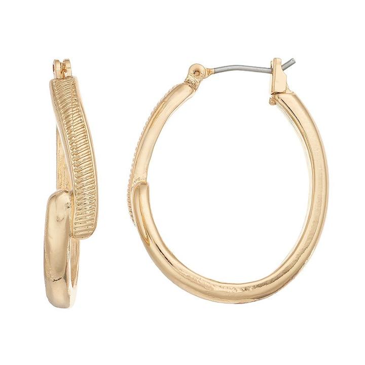 Napier Textured Overlapping Hoop Earrings, Women's, Gold