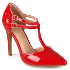 Journee Collection Tru Women's T-strap High Heels, Girl's, Size: Medium (8), Red