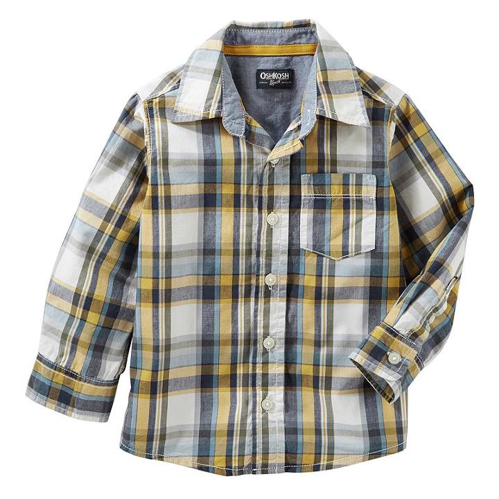 Toddler Boy Oshkosh B'gosh&reg; Plaid Poplin Button Down Shirt, Size: 3t, Ovrfl Oth