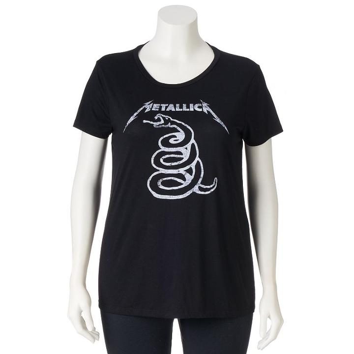 Plus Size Juniors' Plus Metallica Crewneck Graphic Tee, Girl's, Size: 1xl, Black