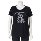 Plus Size Juniors' Plus Metallica Crewneck Graphic Tee, Girl's, Size: 1xl, Black
