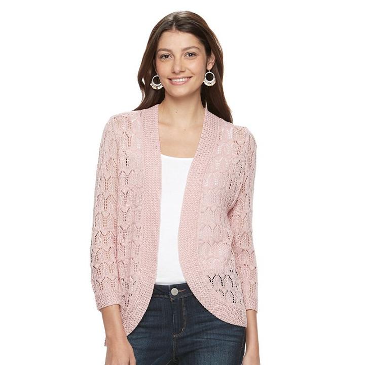 Women's Napa Valley Openwork Cardigan, Size: Medium, Light Pink