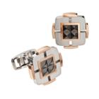 Tri-tone Stainless Steel Pyramid Cuff Links, Men's, Multicolor