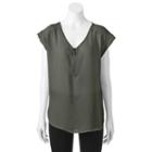 Juniors' My Michelle Lace Yoke Top, Teens, Size: Large, Dark Green