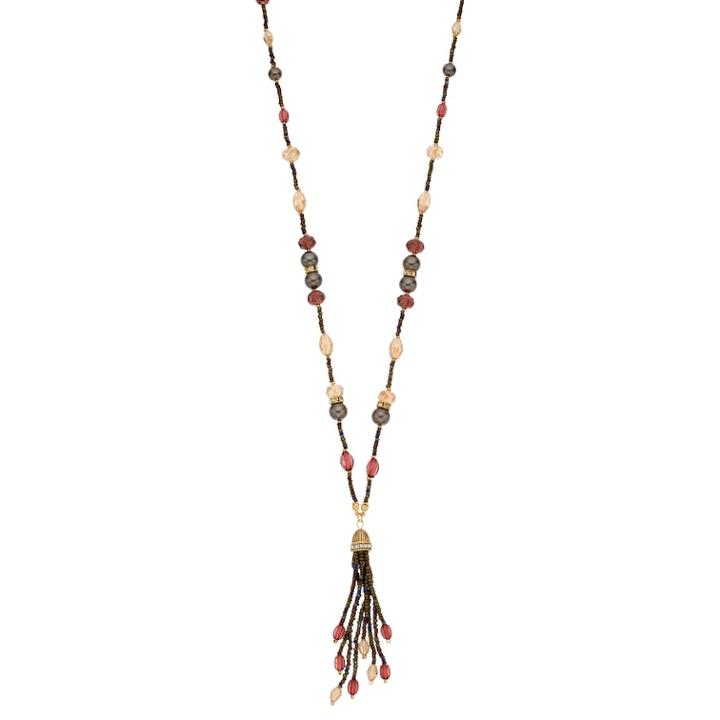 Napier Bead & Simulated Pearl Tassel Y Necklace, Women's, Multicolor