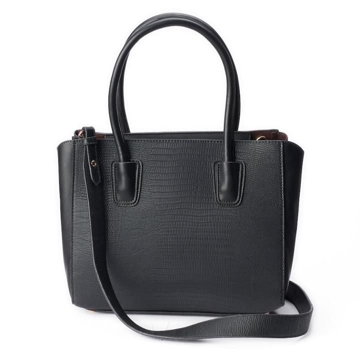 Mellow World Arianna Reptile Skin Print Embossed Satchel, Women's, Natural