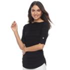 Women's Apt. 9&reg; Ruched Ribbed Crewneck Sweater, Size: Medium, Black