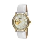 Tko Orlogi Women's Crystal Leather Mechanical Skeleton Watch, White