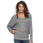Women's Jennifer Lopez Ribbed Dolman Sweater, Size: Xxl, Med Grey