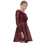 Juniors' My Michelle Lace Skater Dress, Teens, Size: 11, Red