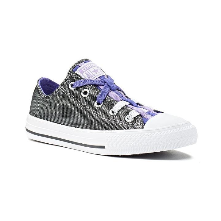 Kid's Converse Chuck Taylor All Star Loopholes Metallic Shimmer Shoes, Size: 3, Silver